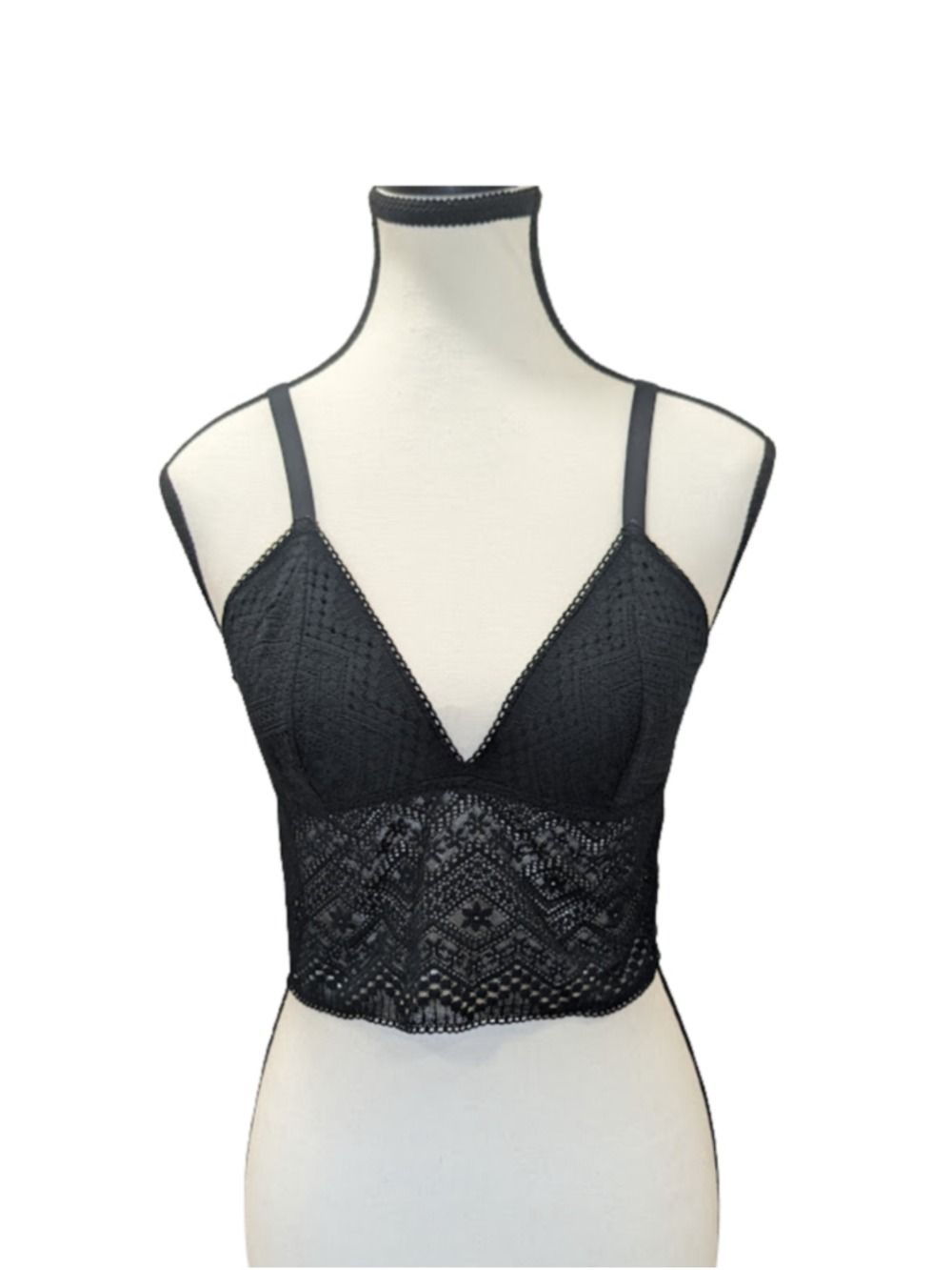 Auden Longline Bralette Black Lace Festival Boho Minimalist Lingerie Soft Cup M - Picture 2 of 12